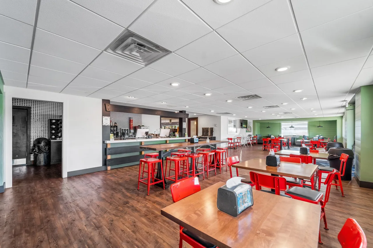Campground dining hall interior with seating
