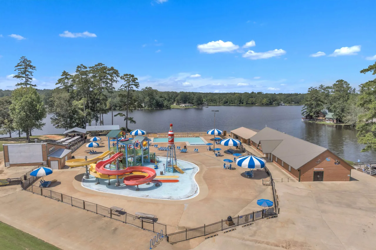 Water park and splash pad by the lake