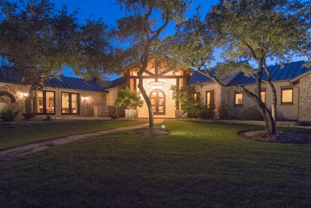 Home with sunset reflections