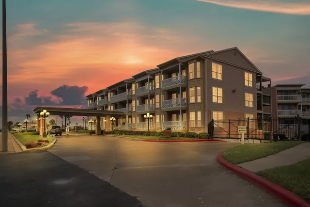 Galveston beachfront at virtual dusk