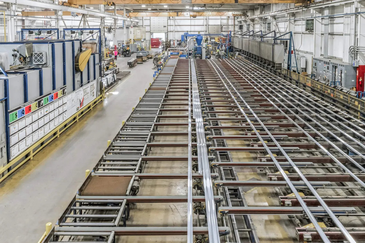 Aerial drone shot of industrial facility