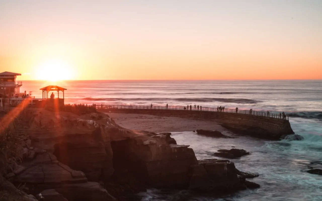 Beautiful beach coastline at sunset