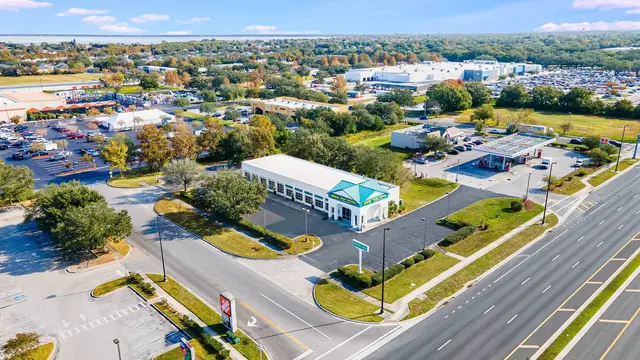 Retail storefront aerial view