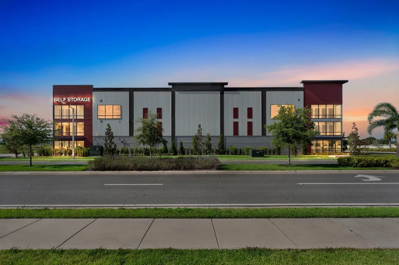Storage facility at dusk