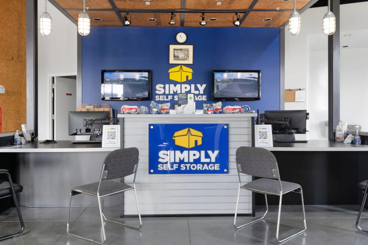 Self storage facility interior hallway