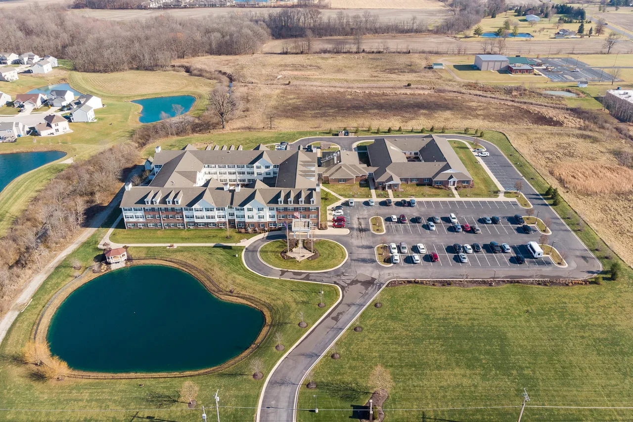 Aerial full property view of senior living community